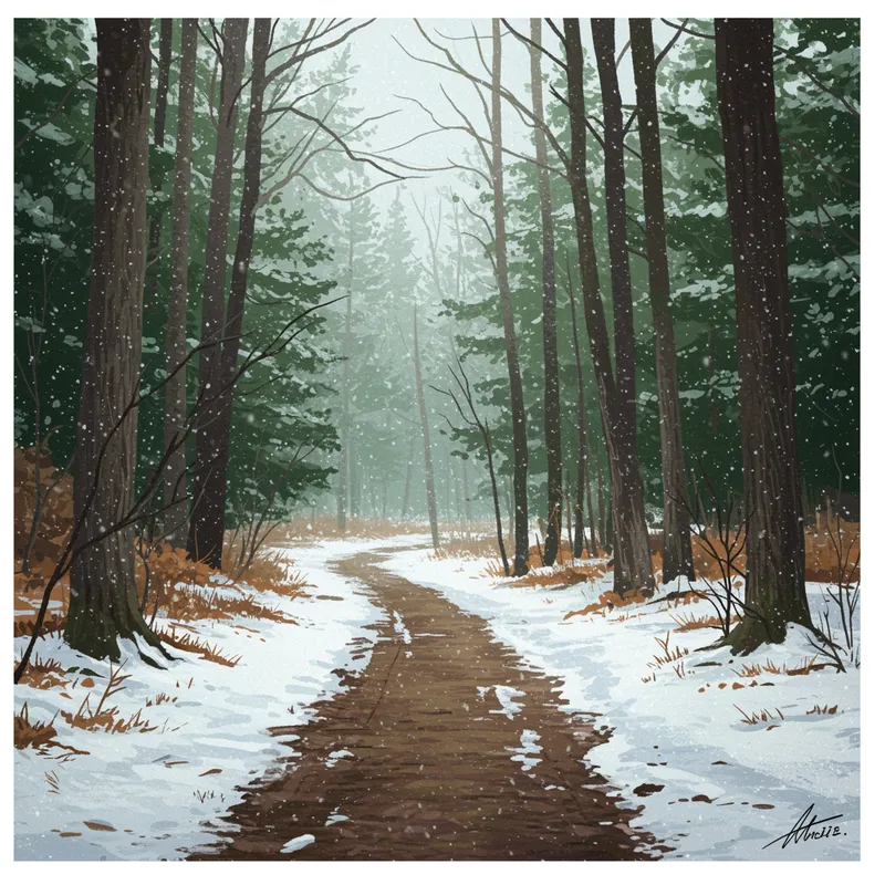 Magical Music in a Snowy Forest Illustration