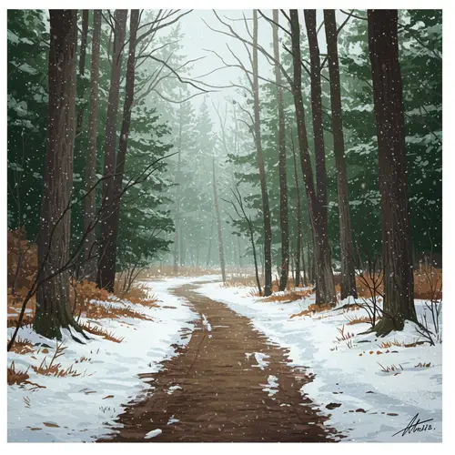 Magical Music in a Snowy Forest Illustration