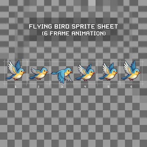 Flying Bird Sprite Sheet - 6 Frame Animation