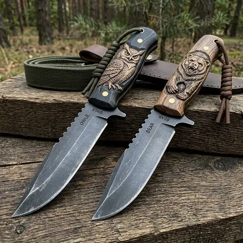 Military-Style Owl and Bear Knives for Survivalists