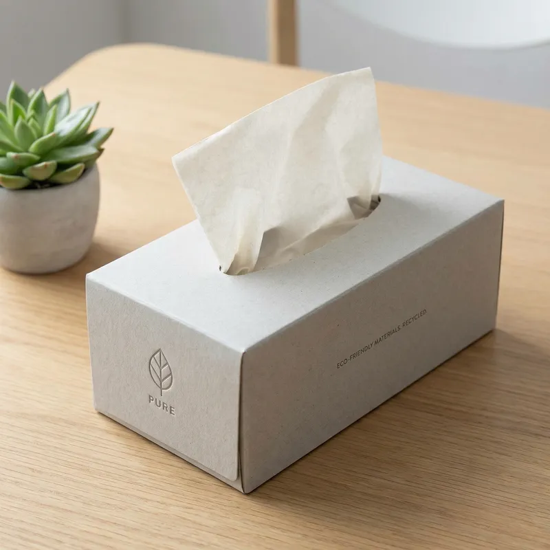Modern Minimalist Facial Tissue Paper Box - Eco-Friendly Branding