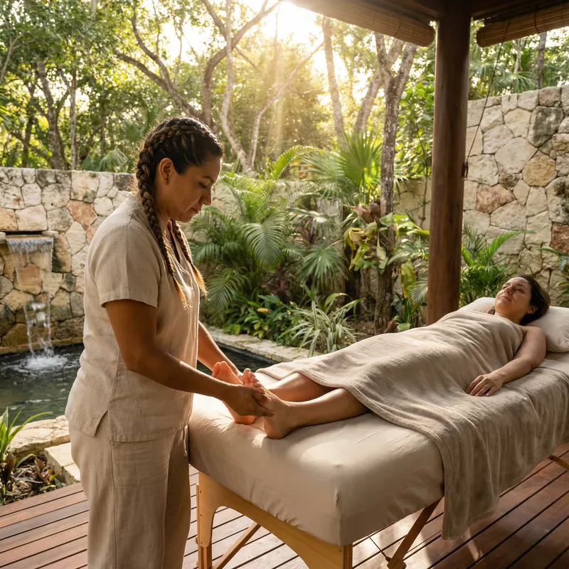 Professional Foot Reflexologist Using Sunlight for Plantar Reflexology