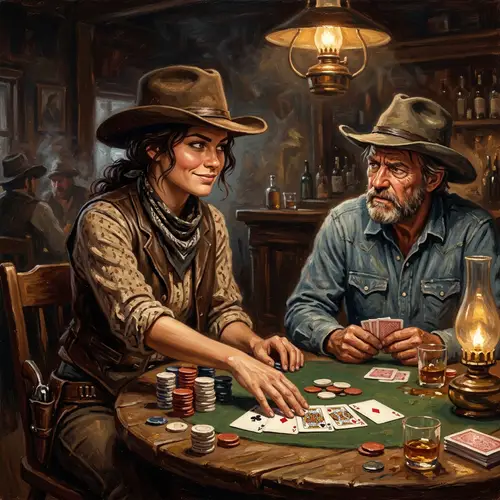 Cowgirl Gambles: A Dynamic 4K Oil Painting