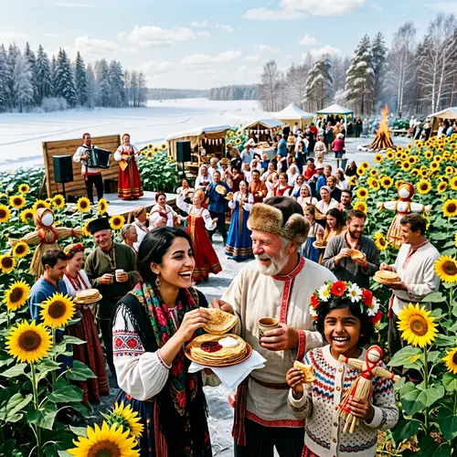 Maslenitsa Celebration with Sunflowers | Joyful Festivities