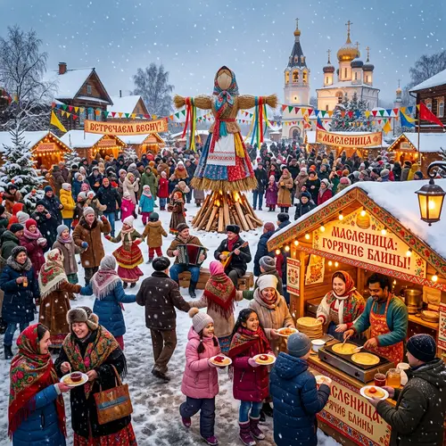 Vibrant Maslenitsa Celebration - End of Winter Festival