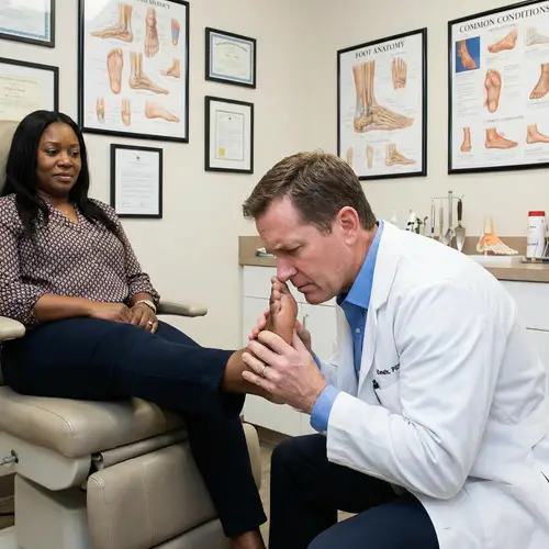 Professional Podiatrist Examining Black Female Patient's Foot