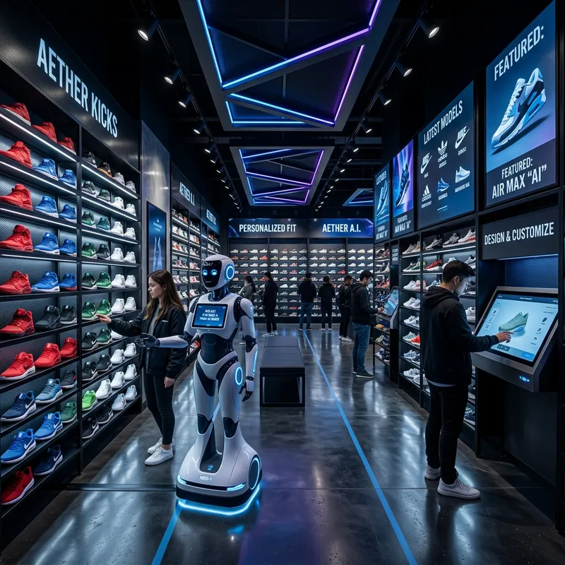 AI-Style Sneaker Store Design in Dark Style - Wide Variety of Sneakers AI-Style Sneaker Store Design in Dark Style - Wide Variety of Sneakers