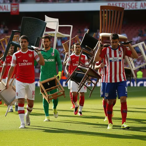 Arsenal vs Atletico Madrid: Players with Chairs