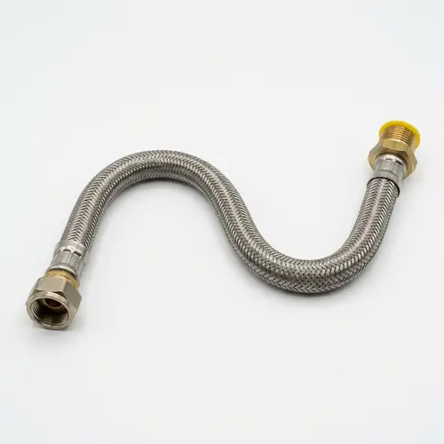 Stainless Steel Braided Gas Pipe on White Background