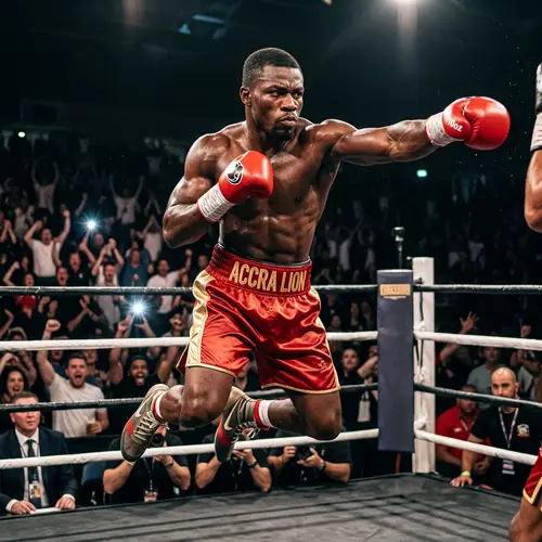 Muscular African Man in Boxing Attire | Athletic Stunt in Ring