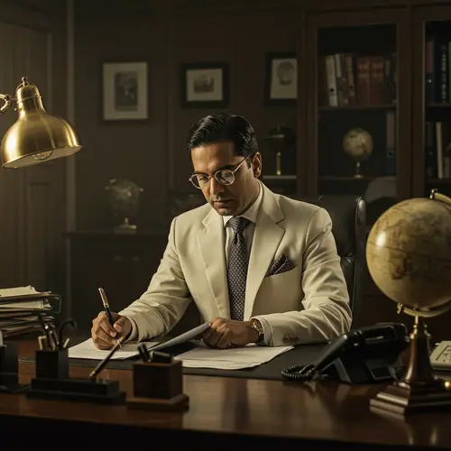 Vintage Image of a Busy CEO in Landscape Mode