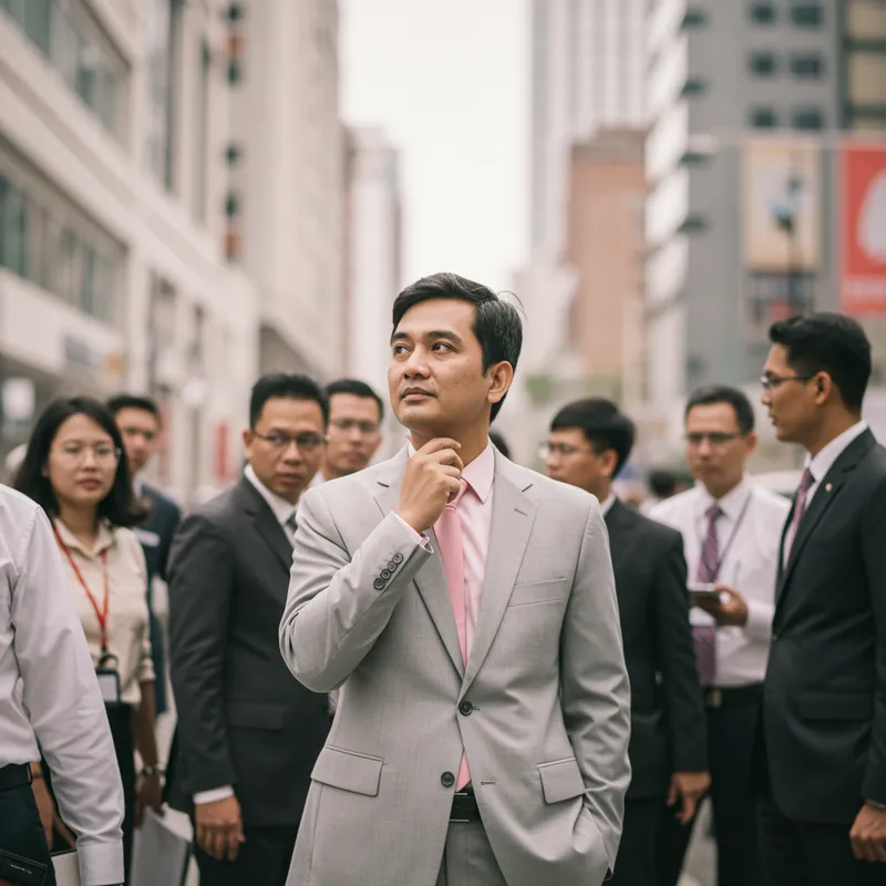 Vintage CEO Image in Pastel Colors | Busy Scene