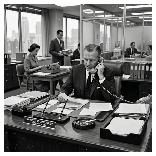 Vintage Image of a Busy CEO in Landscape Mode