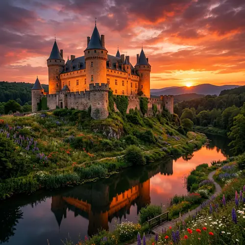 Majestic Castle at Sunset: Old-World Charm and Serenity