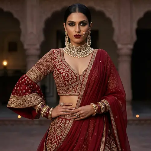 Stunning South Asian Model in Traditional Lehenga Choli