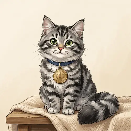 One-Dollar Cat Illustration | Unique Grey Cat Artwork