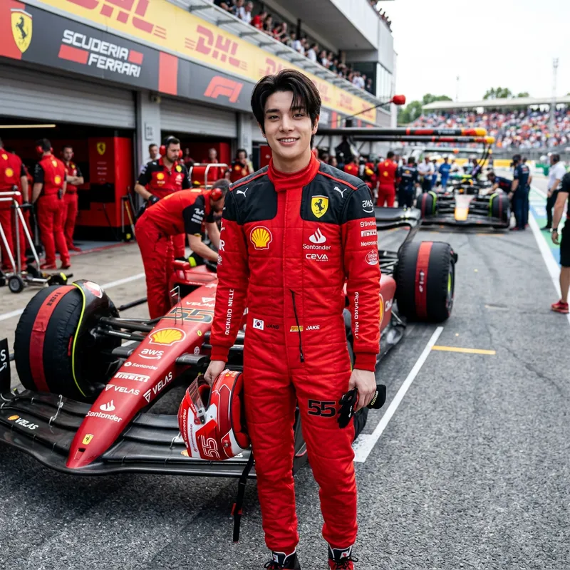 Enhypen Jake in Ferrari F1 Suit: A Unique Blend