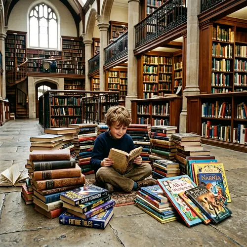 Dive into a Literary Wonderland | Boy Surrounded by Books