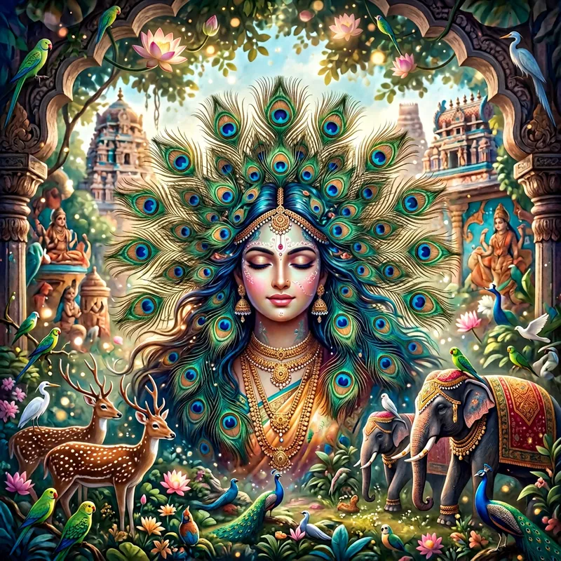 Ethereal Divine Grace Portrait: Indian Temple Inspiration