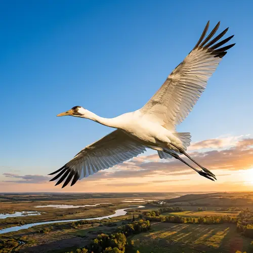 Majestic Crane in Full Flight | Beautiful Sky View