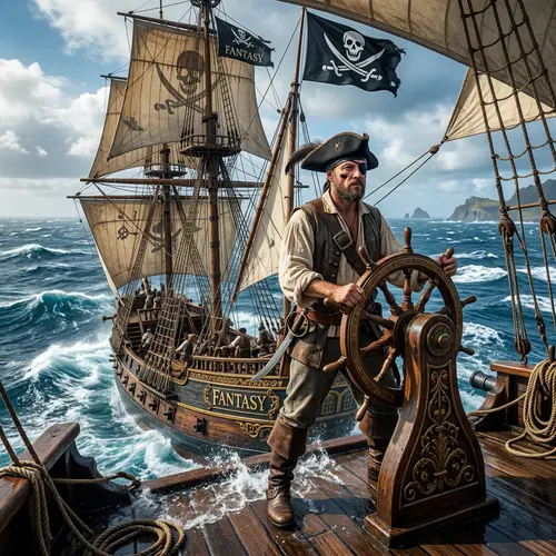 Pirate Dima Sailing on Mighty Ship Fantasy