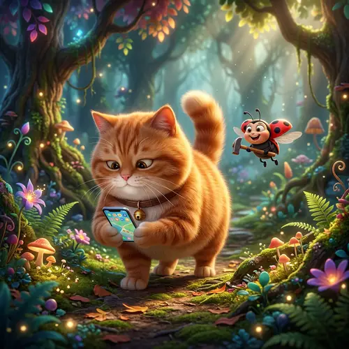 Chubby Orange Cat's Magical Forest Adventure