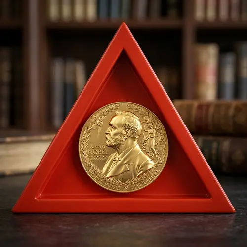 Nobel Prize Literature Medal in Red Triangle