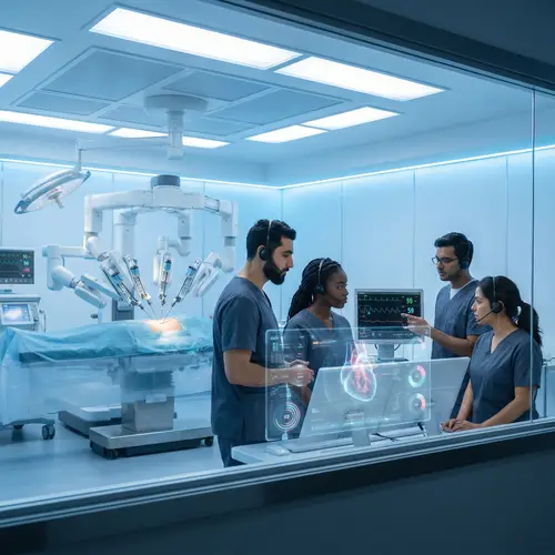 Futuristic Medical Facility with Robotic Surgery