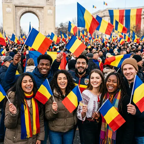 Celebrate Romanian National Day with Diverse Crowd and Festive Vibe