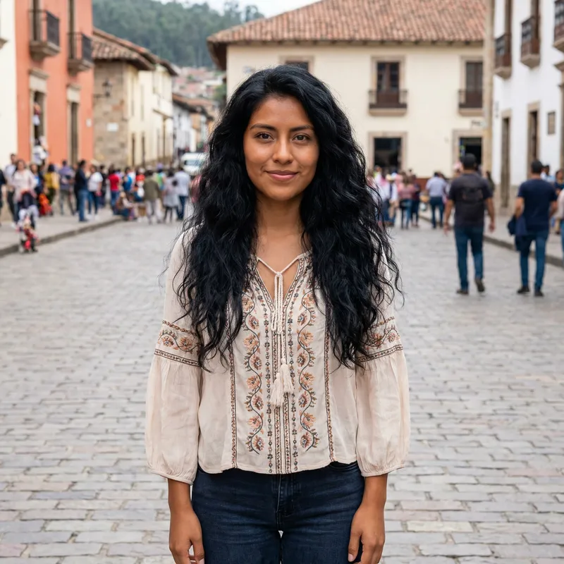 Hispanic Girl with Beautiful Wavy Hair | Stunning Features