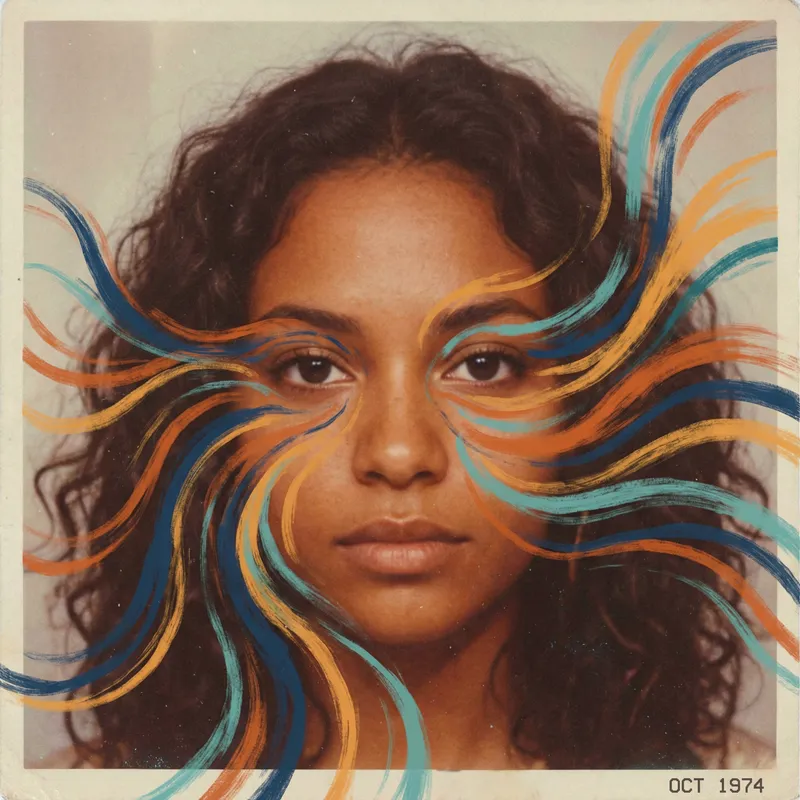 Expressive vintage portrait of a girl with vibrant features