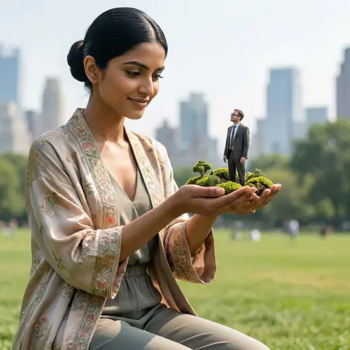 Giantess Woman Holding a Small Man: A Unique Harmony