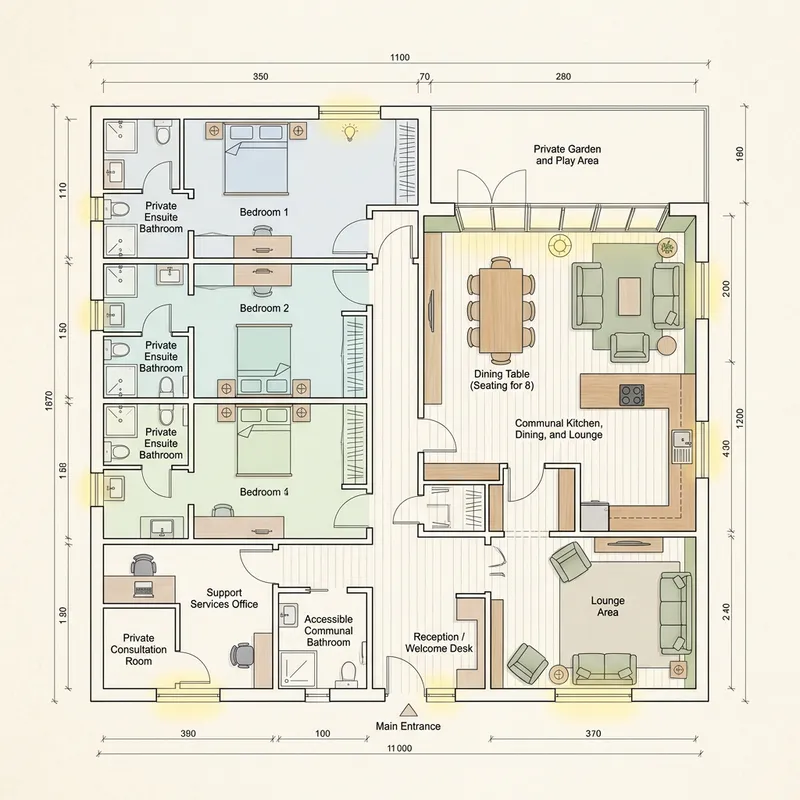 Architectural Rendering of a Domestic Violence Refuge