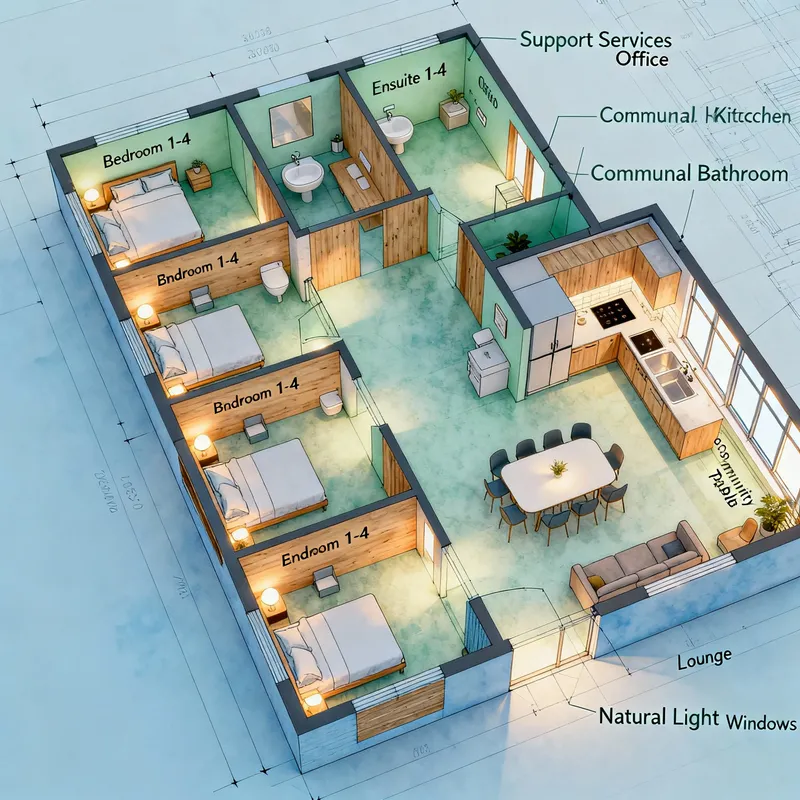 Architectural Rendering of a Domestic Violence Refuge