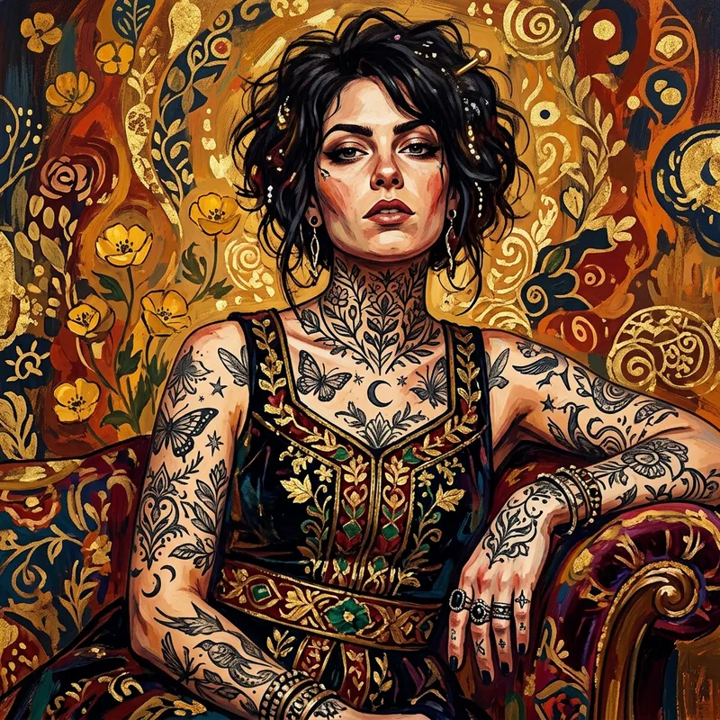 Confident and Fiercely Spirited: Buttercup Portrait with Graphic Tattoos