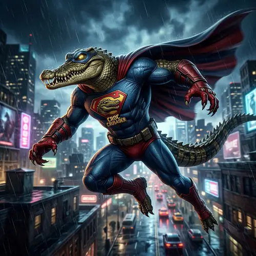 Crocodile Superhero Fusion | Dynamic Heroic Character Design