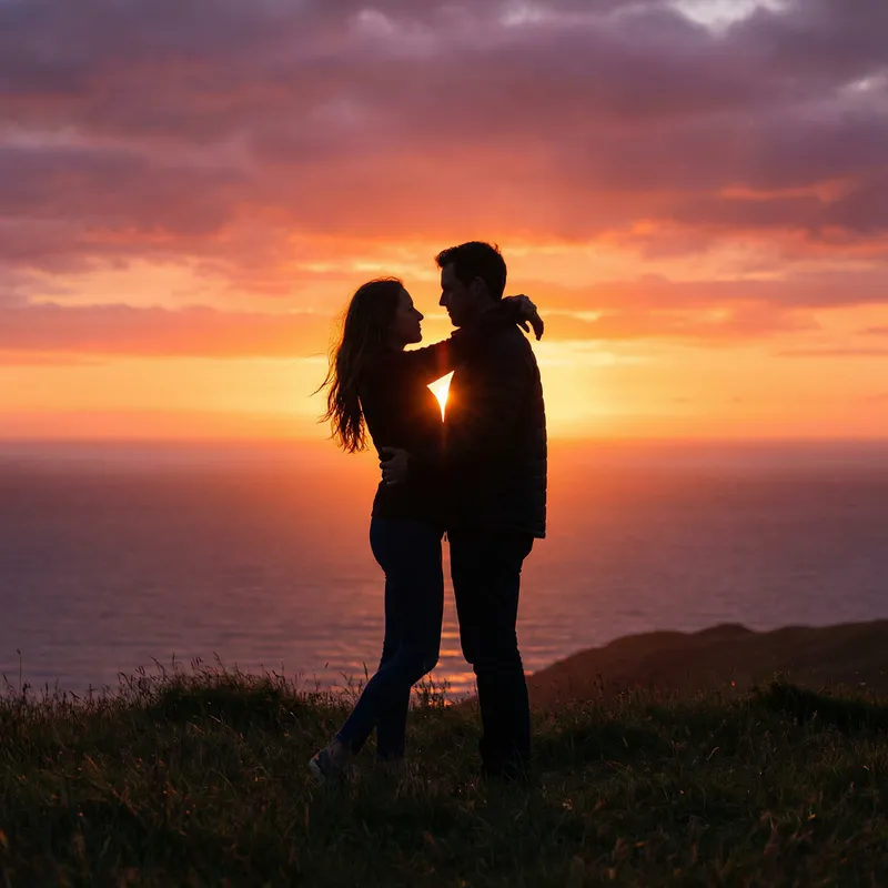 Emotional Sunset Embrace: Warmth, Tenderness, Love | Peaceful Serenity