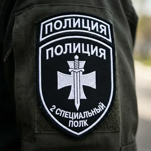 Black Police Shield Emblem with Cross and Sword