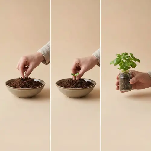 Minimalist Seed Sowing and Plant Cultivation Scene
