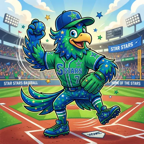 Baseball Mascot Design in Green and Blue