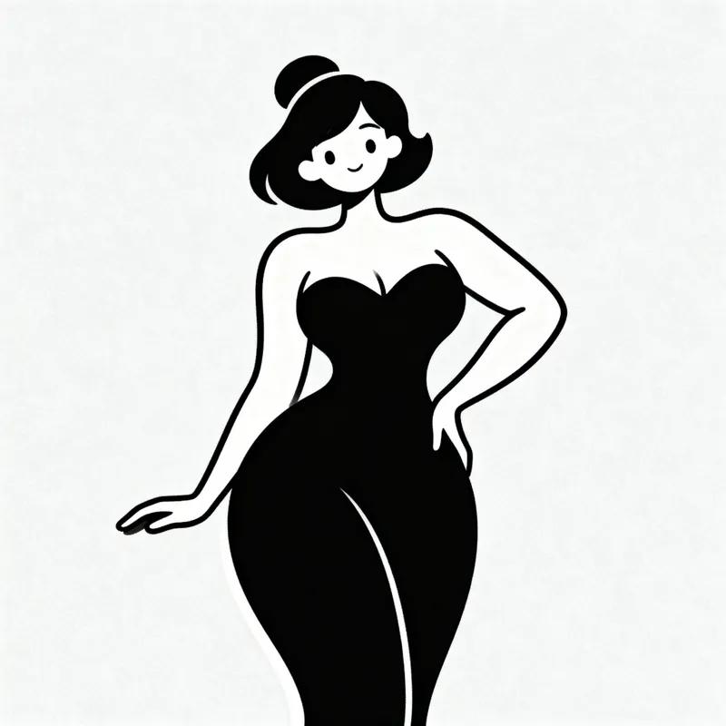 Elegant Curvy Female Figure Design - Simplicity & Style