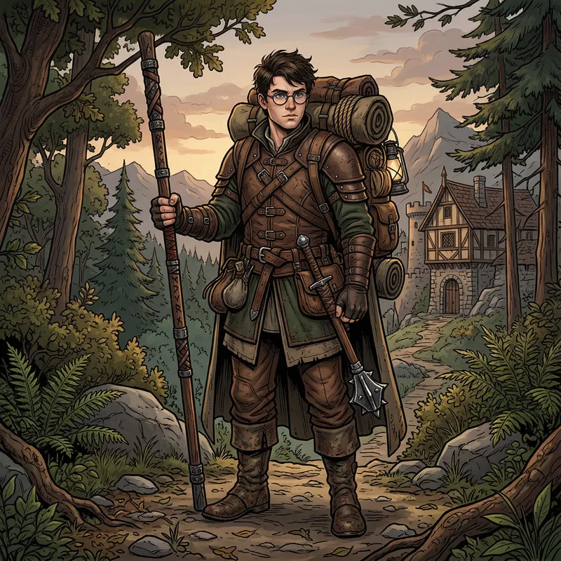 D&D Character: Young Adventurer in Leather Armor