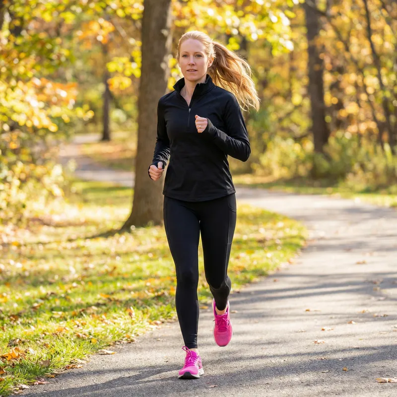 Fit Woman Running in Stylish Athletic Gear Fit Woman Running in Stylish Athletic Gear