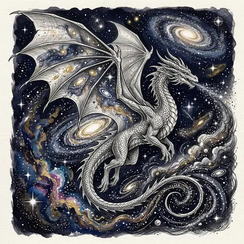 Elegant Dragon in Cosmos Theme - Mystery, Power, Beauty