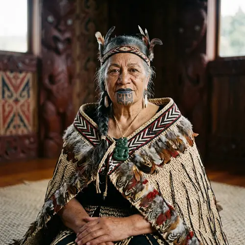 Traditional Māori Woman with Moko Kauae Portrait