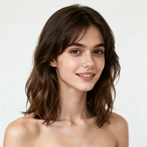 Slim Girl with Medium-Length Hair