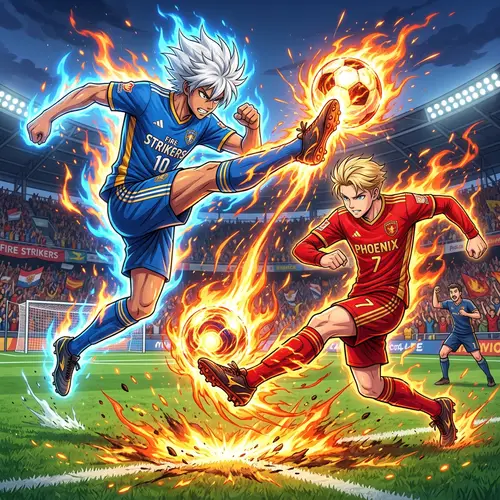 Dynamic Soccer Players Execute Super Technique