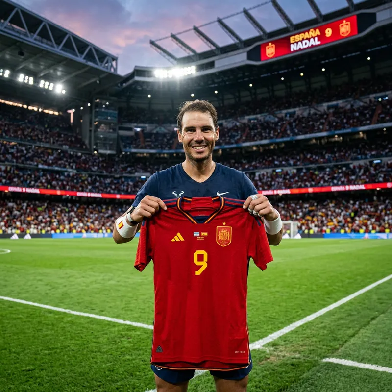 Rafa Nadal Holding Jersey Like Soccer Stars