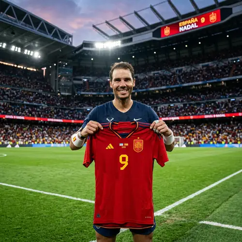 Rafa Nadal Holding Jersey Like Soccer Stars