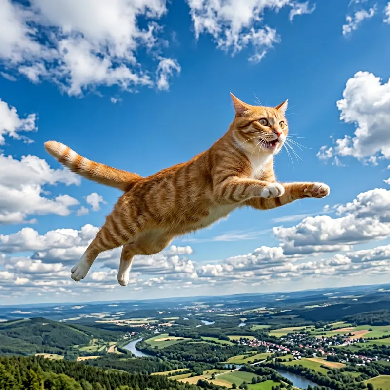Flying Cat - Spectacular Aerial Feline Display